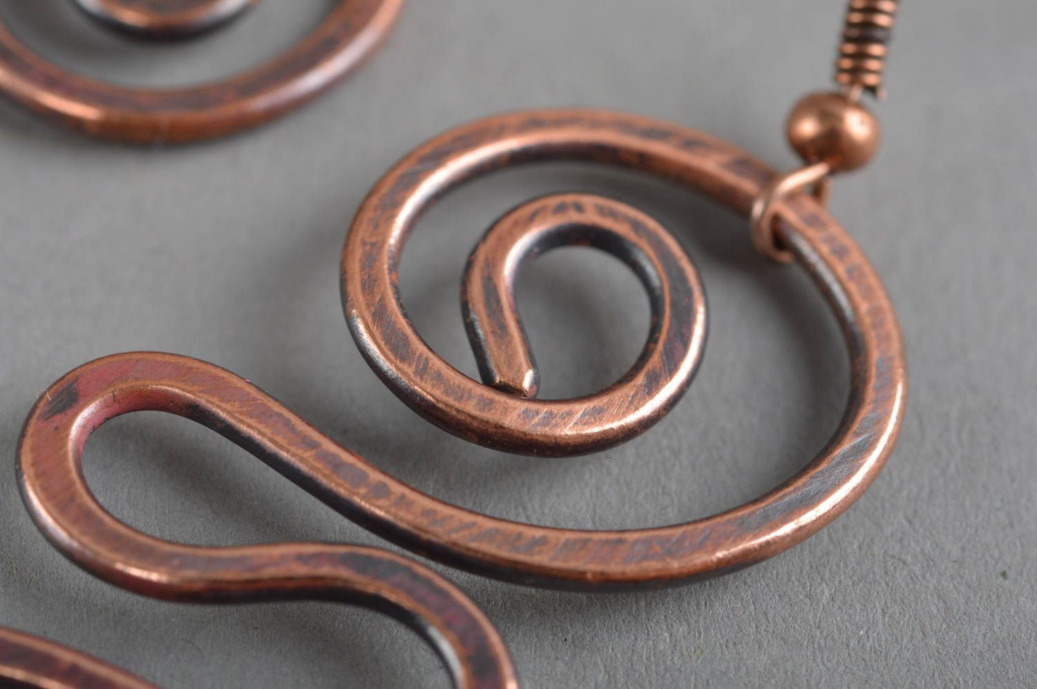 Handmade metal earrings unusual forged copper earrings fashion accessories photo 5
