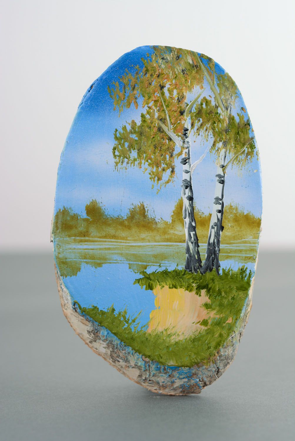 Magnet en bois avec paysage peint fait main pour réfrigérateur Journée photo 1