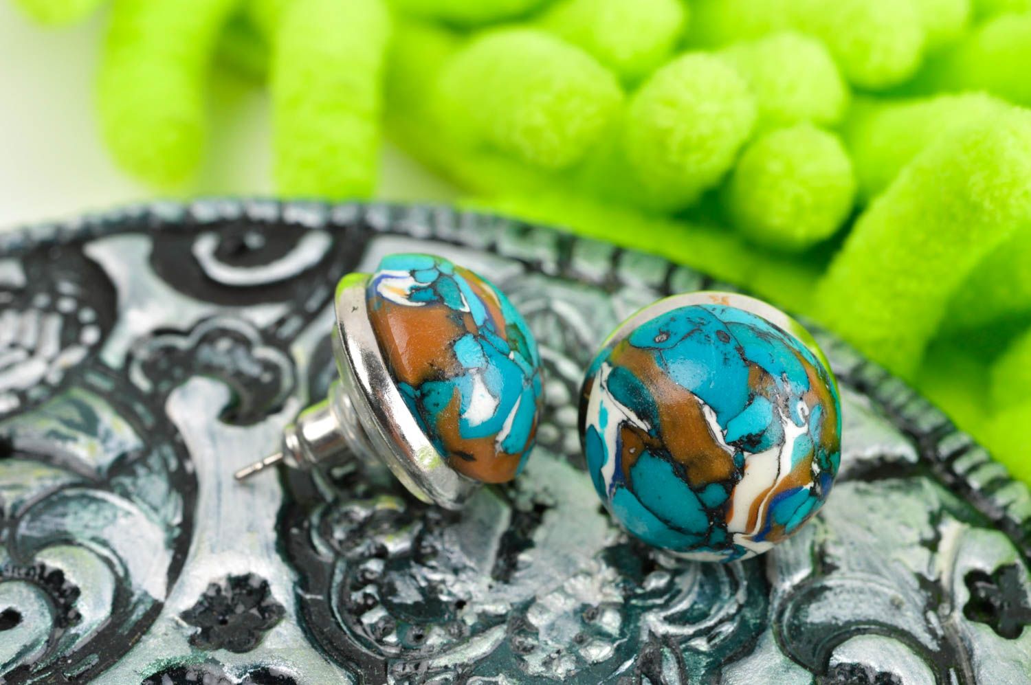 Handmade Ohrringe Geschenk für Frauen Modeschmuck Ohrringe Ohrstecker türkis foto 1