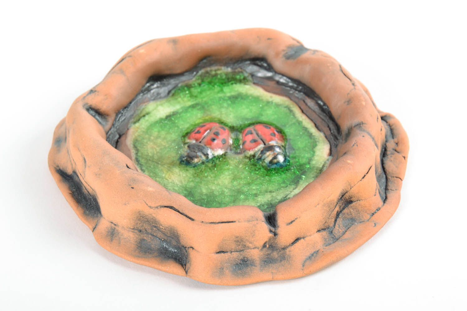 Homemade clay ashtray Ladybugs photo 4