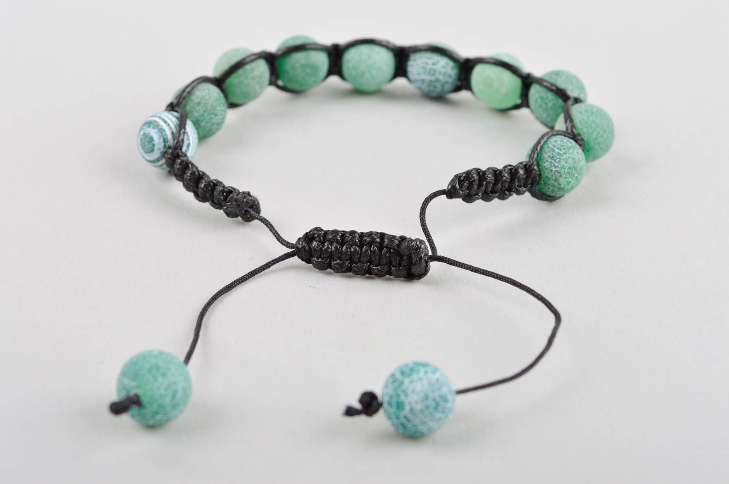 Handmade dark cord strand malachite bracelet for girls  photo 4