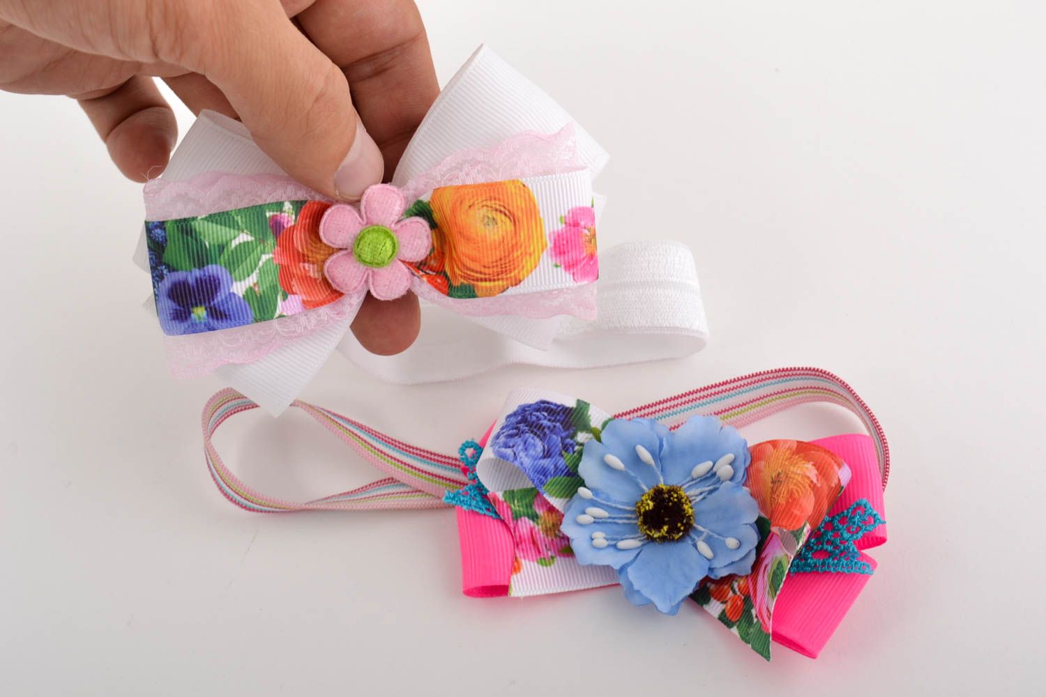 Unusual handmade flower headband 2 pieces hair ornaments accessories for girls photo 5