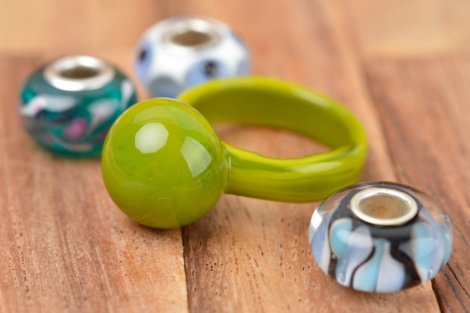 Handmade Ring aus Glas Damen Schmuck Accessoire für Frauen Glas Schmuck grün foto 1