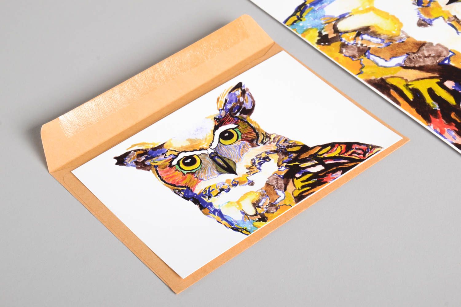 Открытка ручной работы сова необычный постер и красивая изящная открытка фото 2