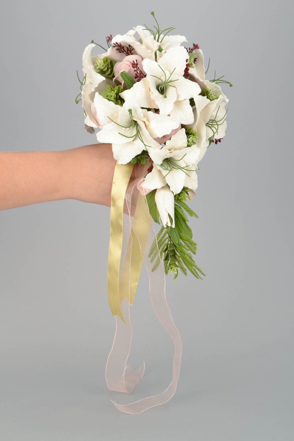 Bouquet en fleurs artificielles fait main photo 2
