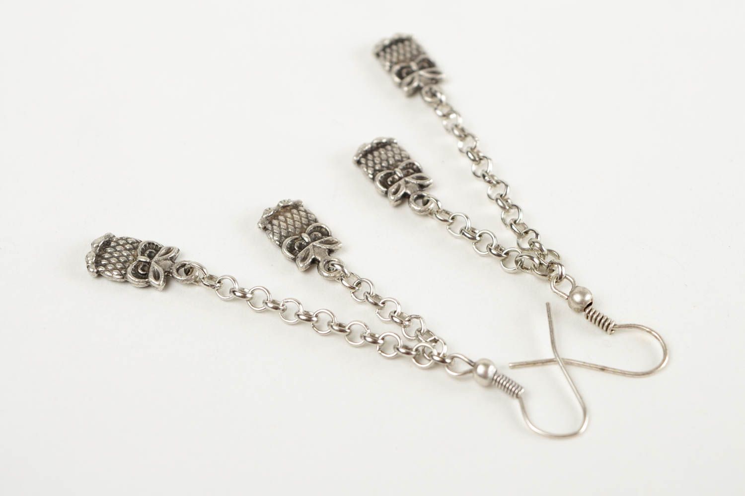 Handmade metal earrings long designer accessories women fashion gift idea  photo 5