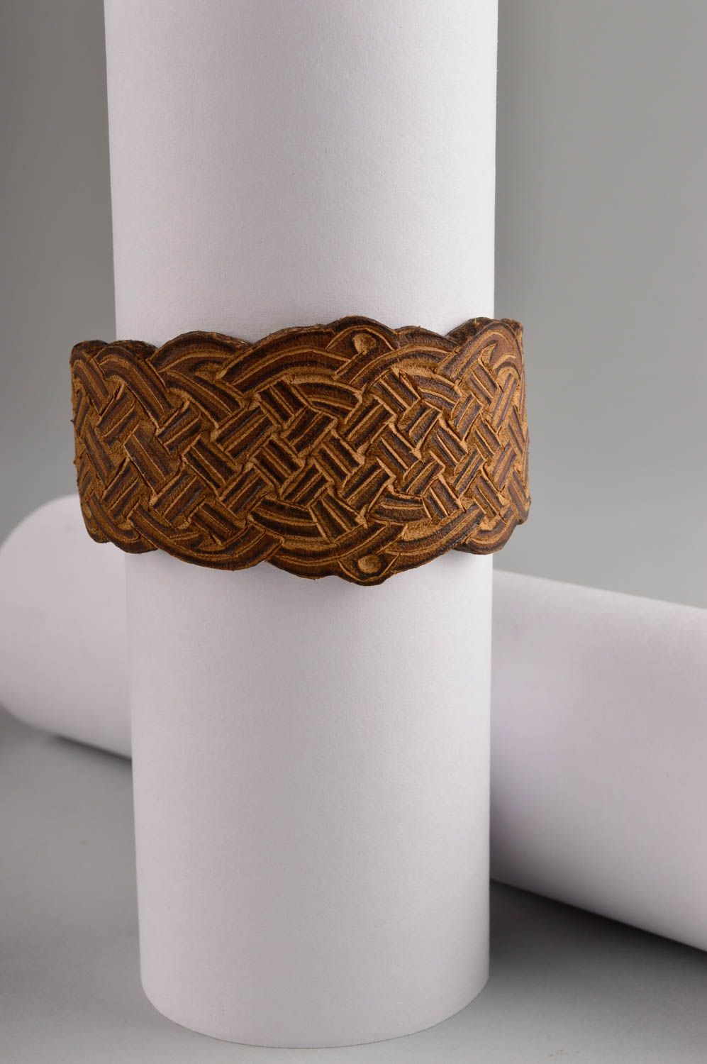 Handmade bracelet trendy jewels wide bracelet designer gift leather accessory photo 1