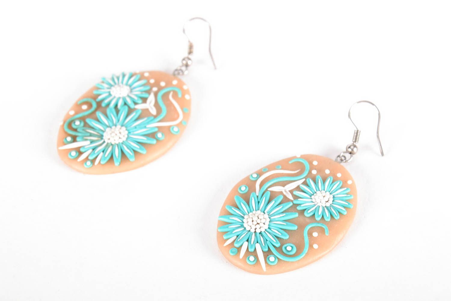 Filigree Earrings Made of Polymer Clay photo 1