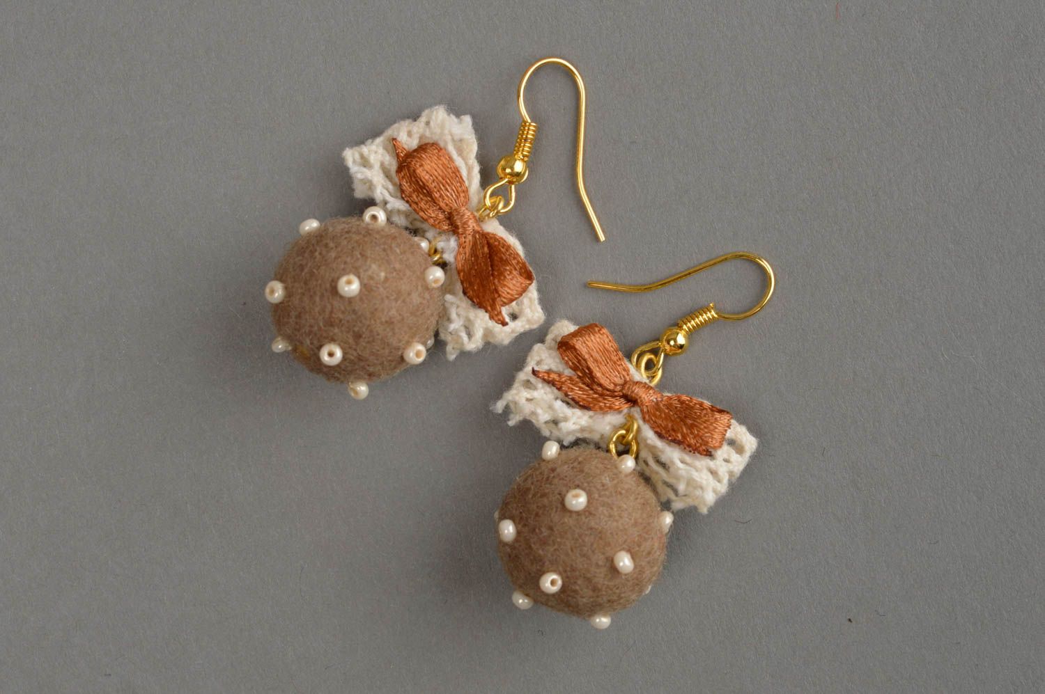 Handmade earrings ball earrings womens accessories felted balls gift for girl photo 3