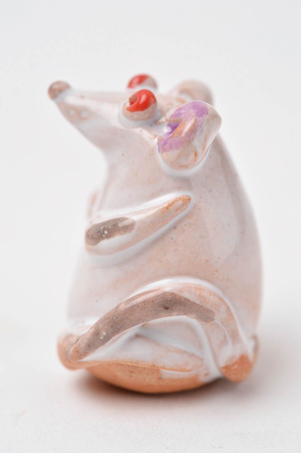 Статуэтка ручной работы глиняная статуэтка фигурка животного расписная Мышь фото 7
