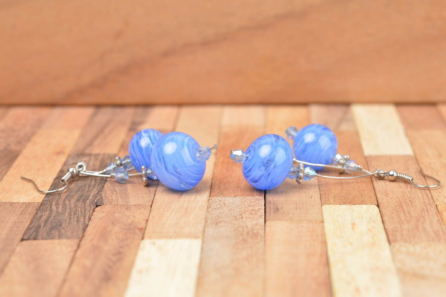 Handmade Ohrringe blau Designer Schmuck Damen Ohrringe Accessoires für Frauen foto 2