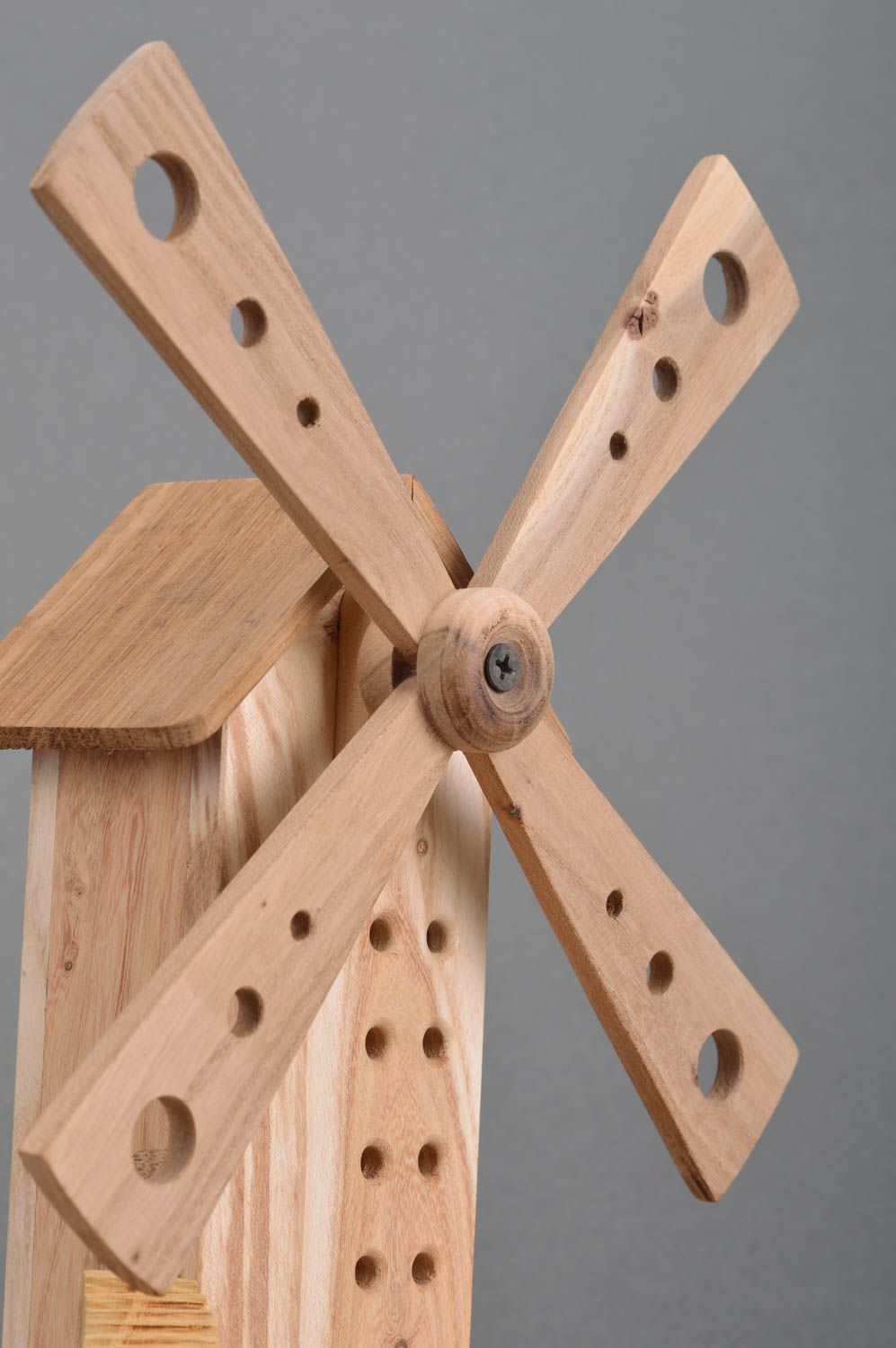 Beautiful handmade designer wooden figurine of mill for desktop decor photo 3