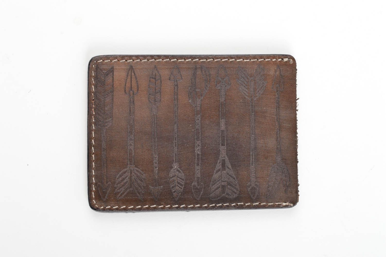 Кожаный аксессуар ручной работы кошелек для карточек оригинальный подарок фото 3