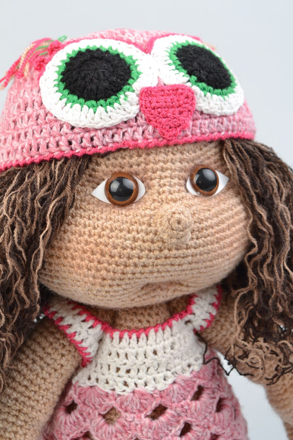 Handmade soft crochet toy girl doll for children photo 4