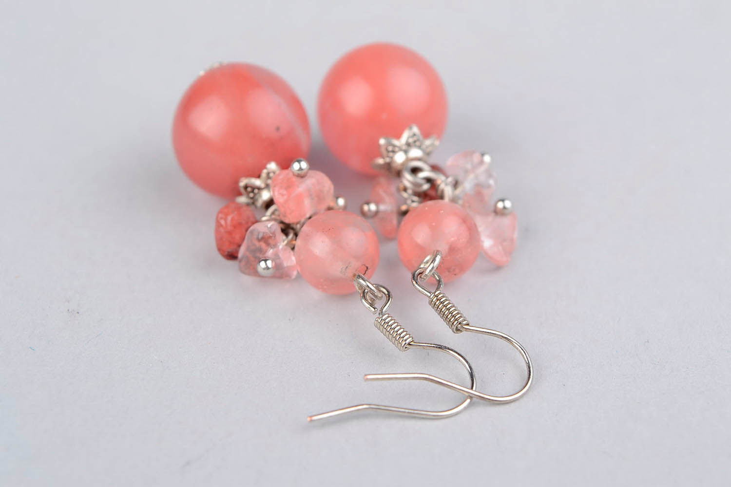 Ball earrings with agate photo 3
