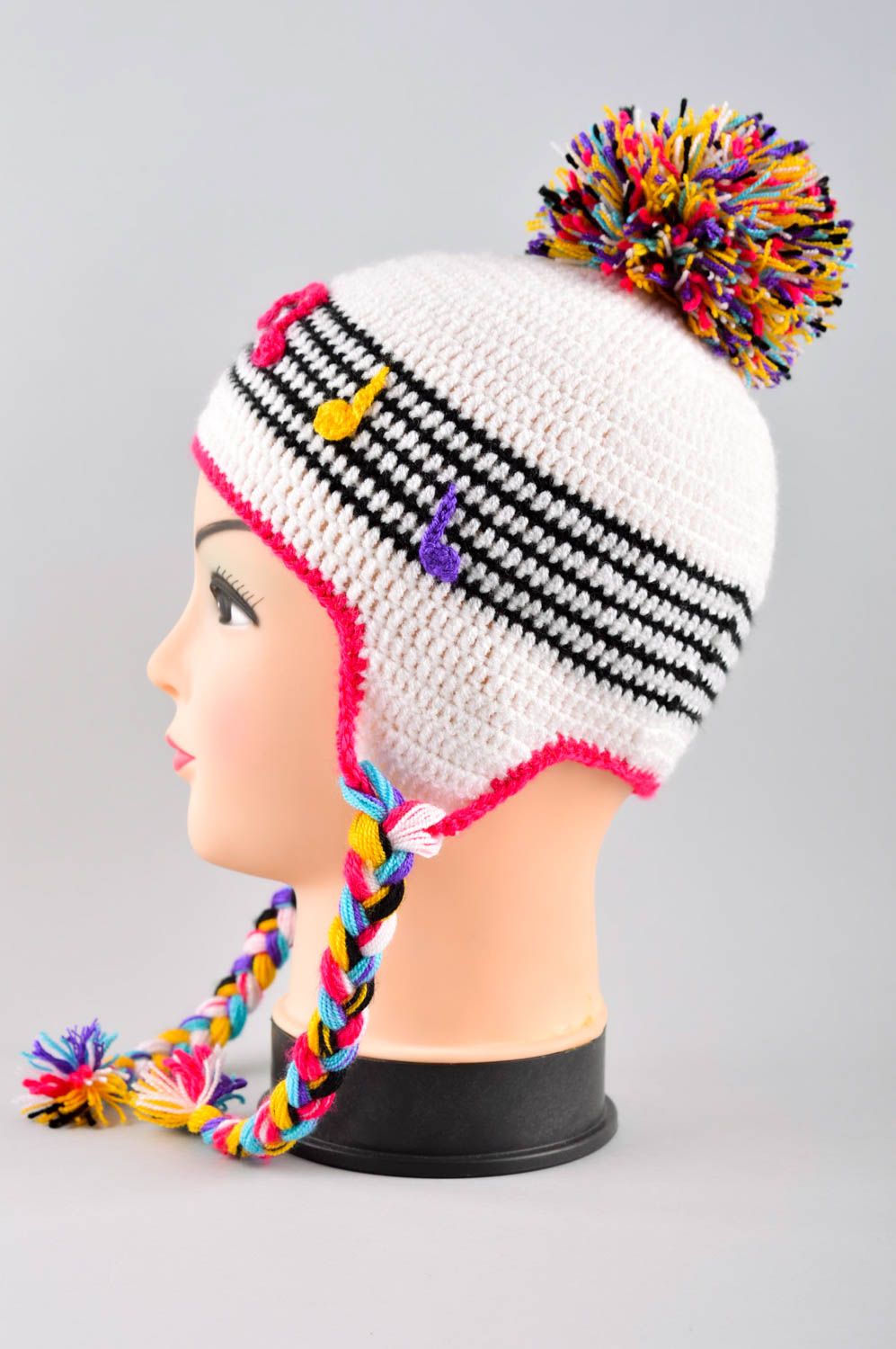 Bonnet tricot fait main Chapeau au crochet Vêtement enfant Accessoire tricot photo 3
