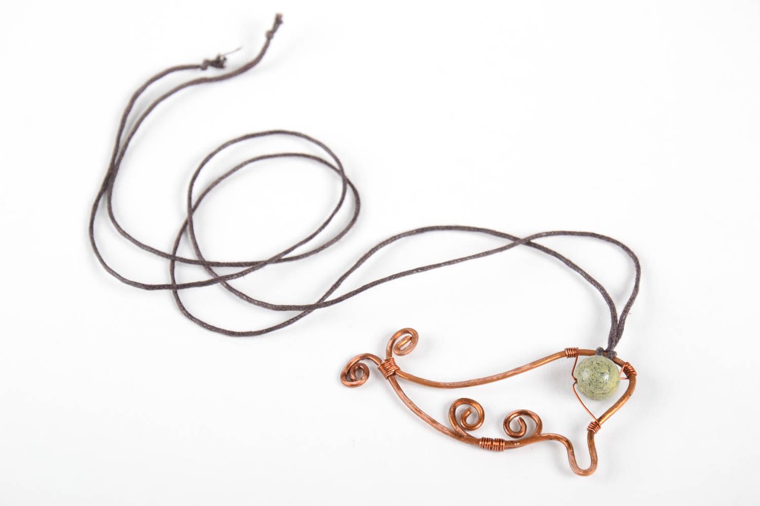 Handmade copper necklace elegant pendant handmade jewelry with natural stones photo 4