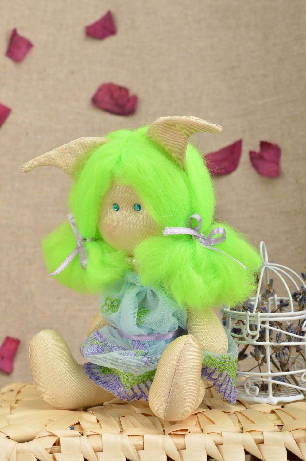 Muñeco de trapo hecho a mano juguete de peluche decoración de hogar Elfo foto 1