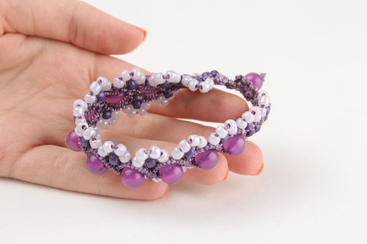 Bracelet tressé violet fait main photo 2