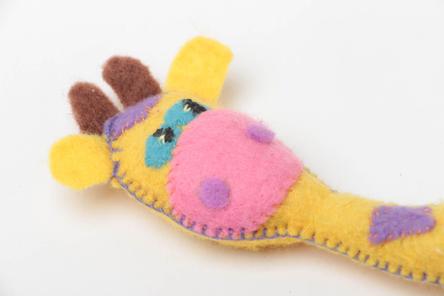 Yellow giraffe toy made of felt soft handmade designer stuffed toy for children photo 3