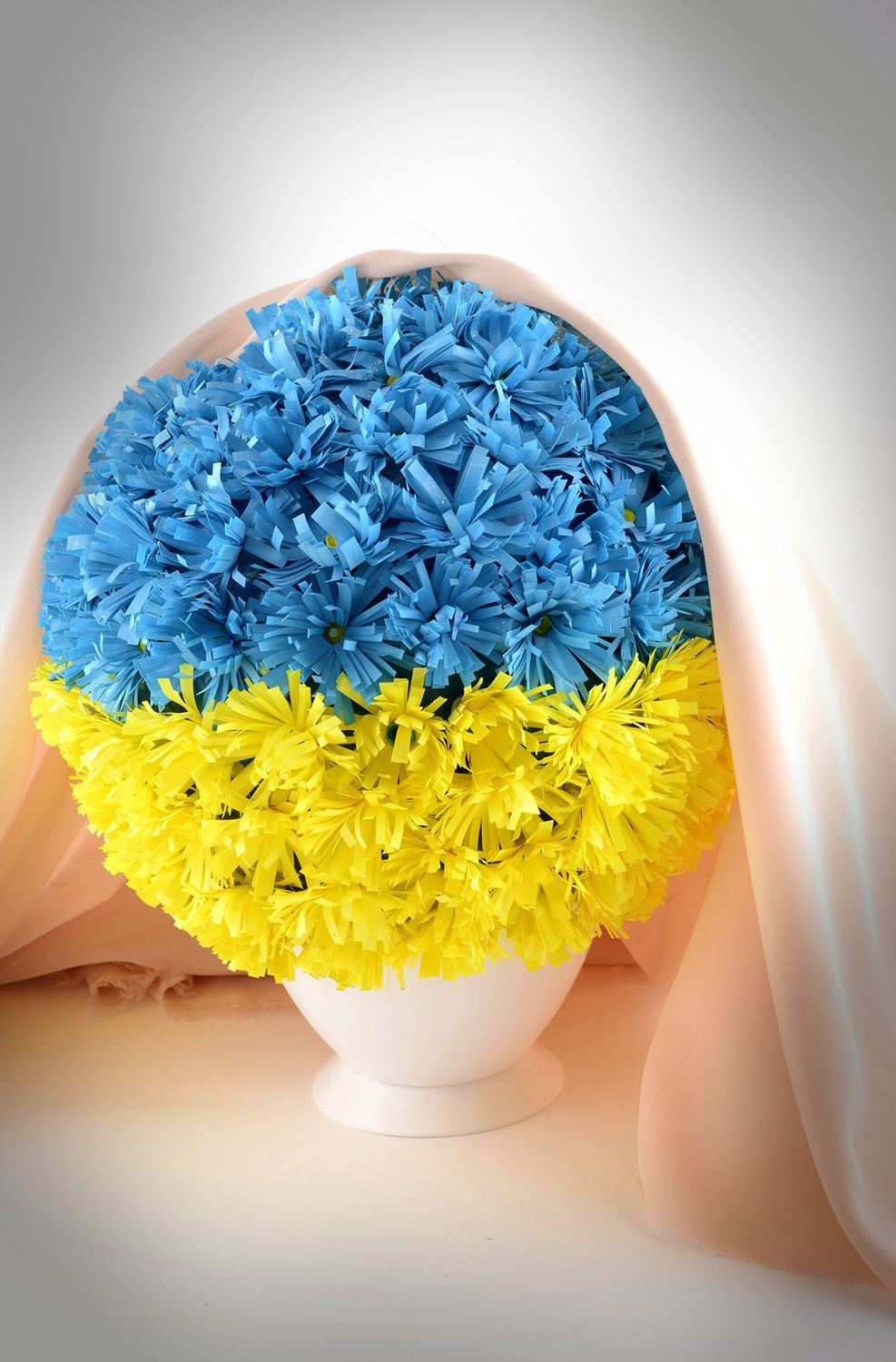 Künstliche Blumen handmade Deko Blumen aus Papier originelles Geschenk blau gelb foto 4