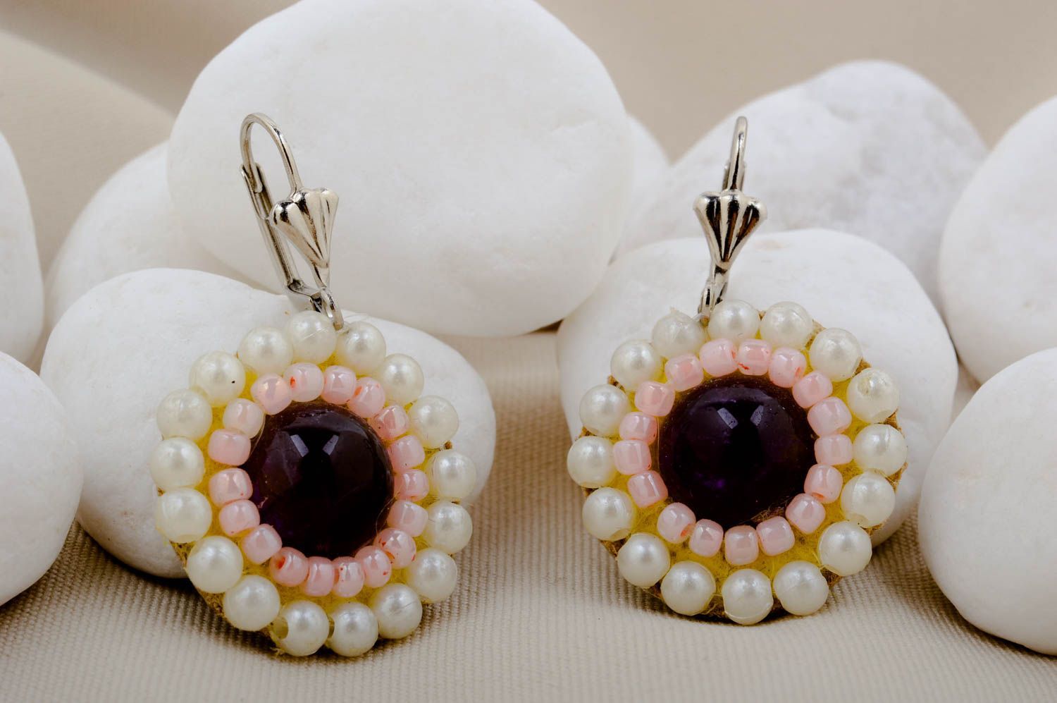 Handmade earrings unusual earrings designer earrings for women stone earrings photo 1