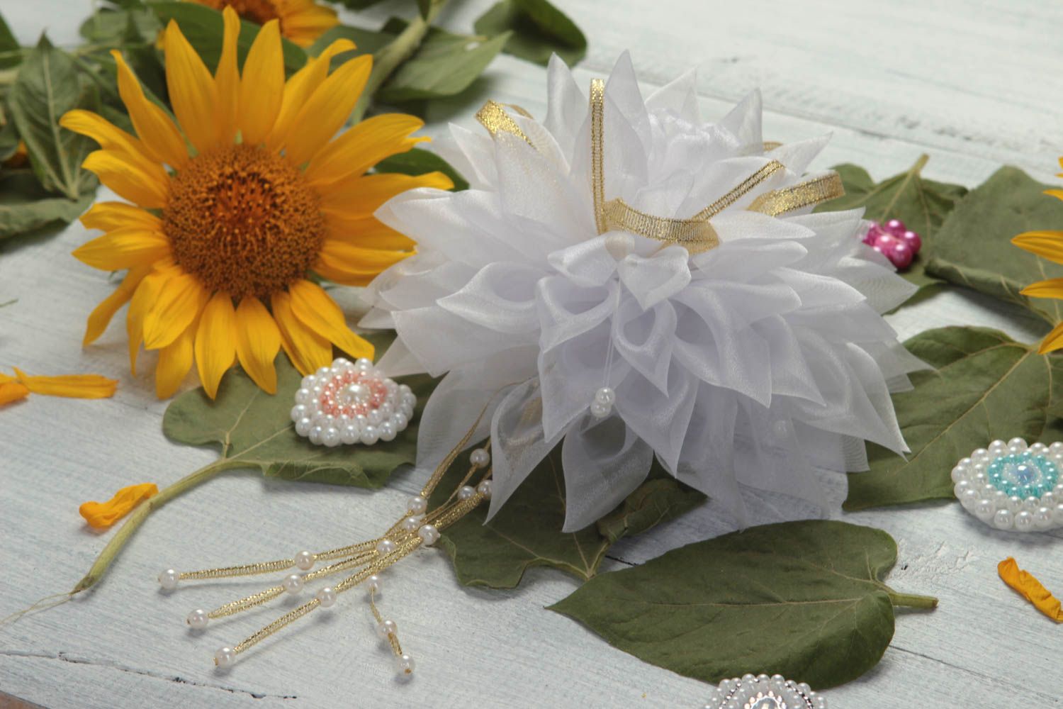 Handmade hair accessories hair scrunchie flower hair tie gifts for children photo 1