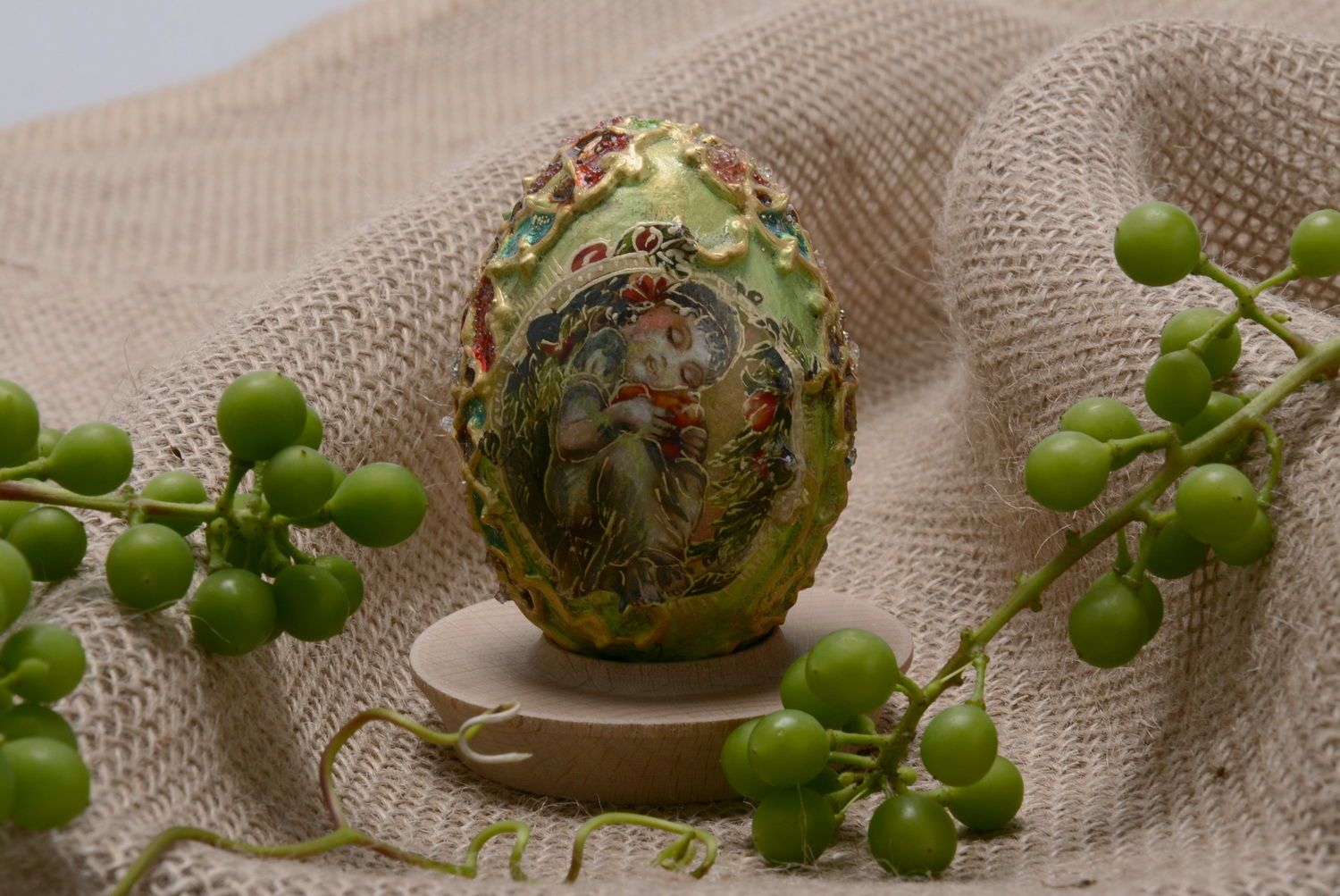Uovo decorato fatto a mano decorazione pasquale originale uovo decorativo foto 1