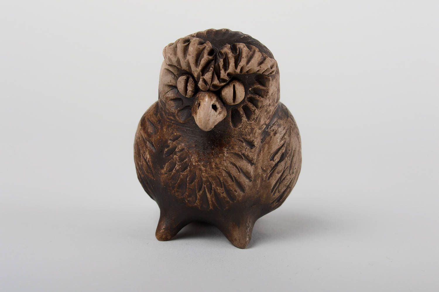 Handmade clay whistle owl decorative pottery handmade ceramic figurines photo 3
