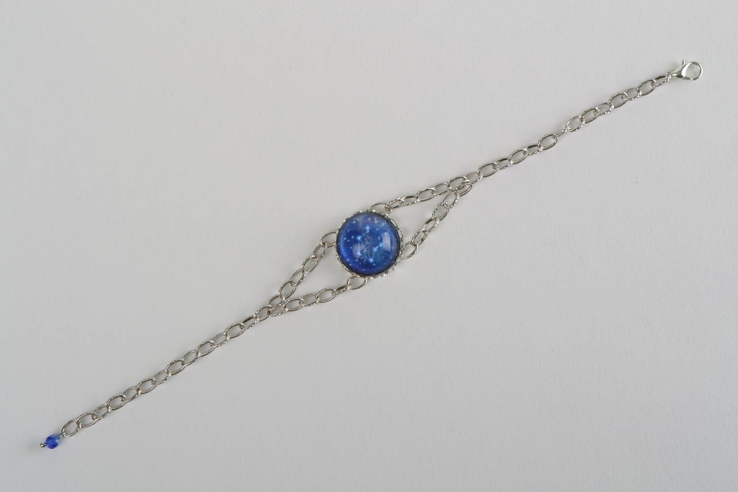 Beautiful handmade metal chain zodiac bracelet with glass insert Libra  photo 3
