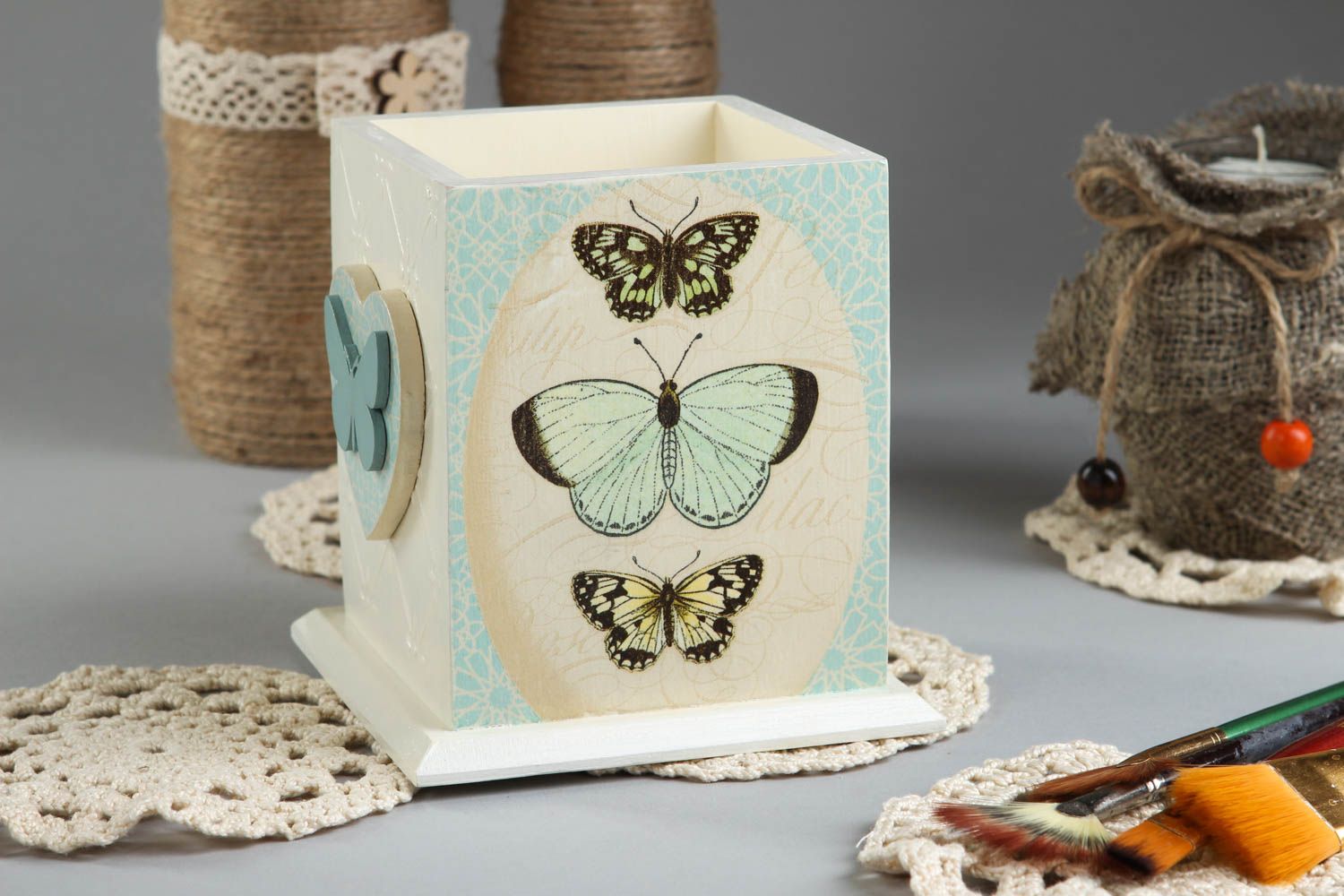 Caja de madera hecha a mano para plumas decoración de interior regalo original foto 1