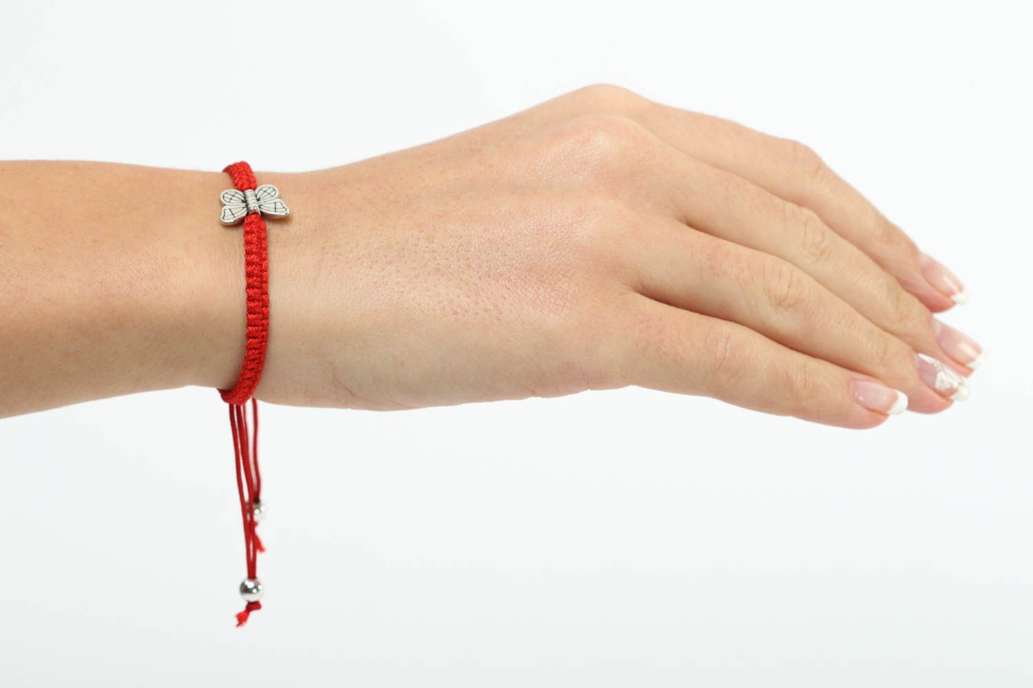 Bracelet textile Bijou fait main rouge papillon Accessoire femme original photo 5