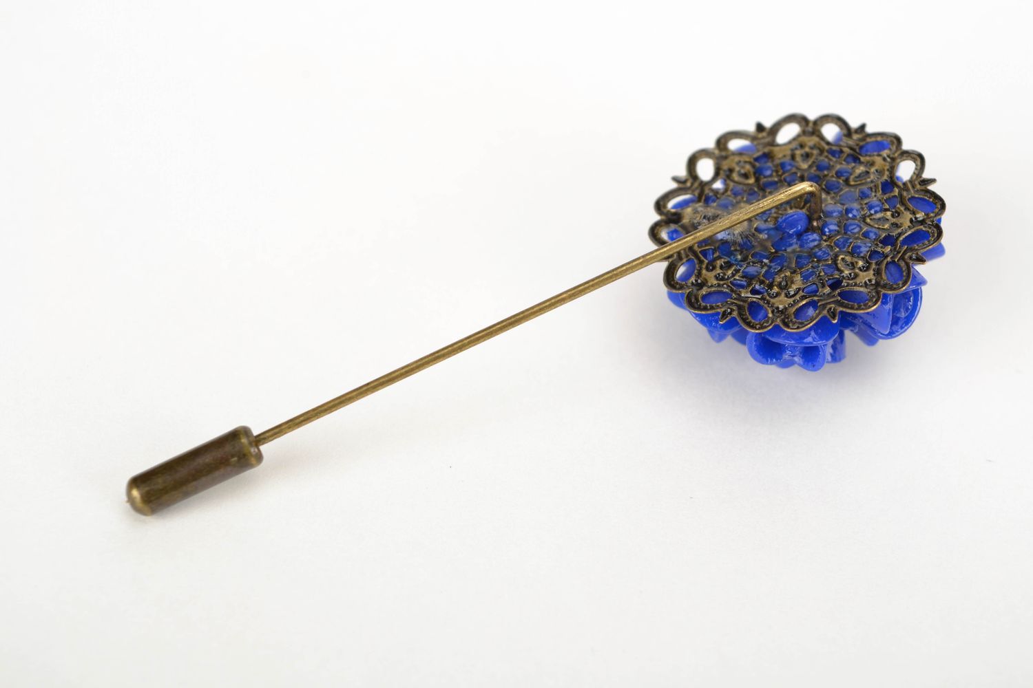 Polymer clay brooch hairpin Blue Roses photo 4