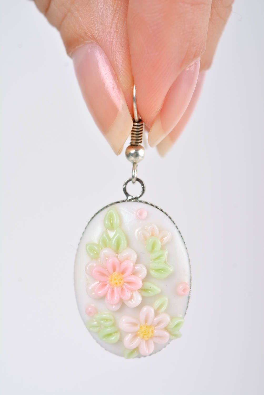 Handmade Designer Schmuck Frauen Accessoire rosa zarte Blumen Ohrringe  foto 3