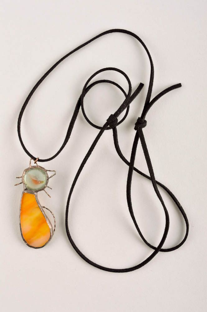 Handmade glass pendant unique fusing technique necklace designer present for her photo 3