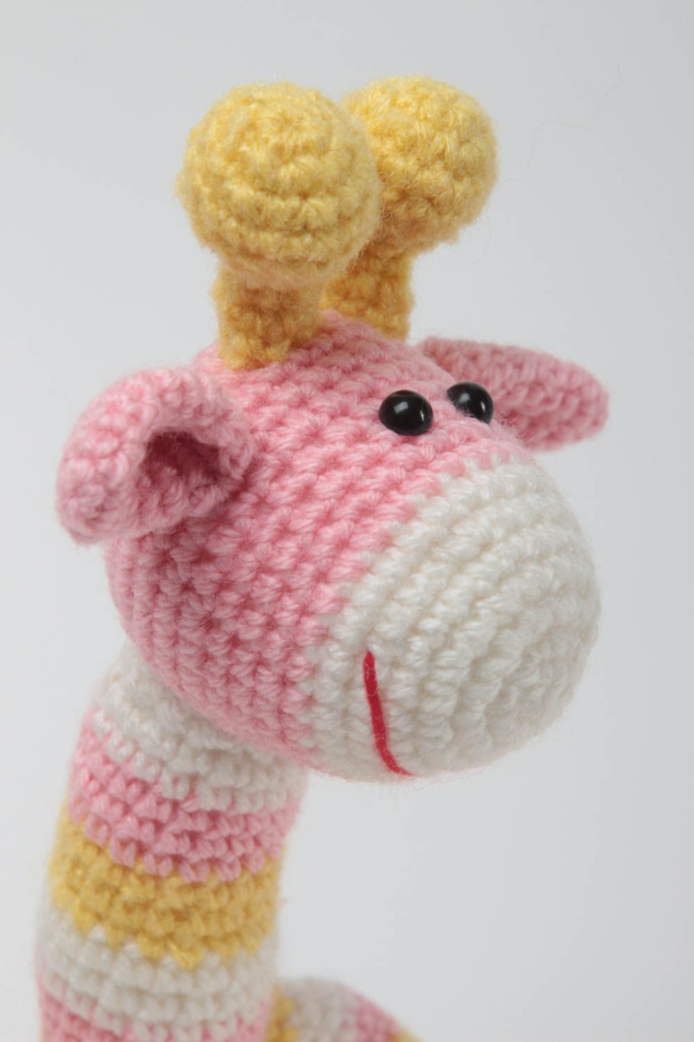 Peluche tricotée Jouet enfant fait main Cadeau original girafe décoration photo 3