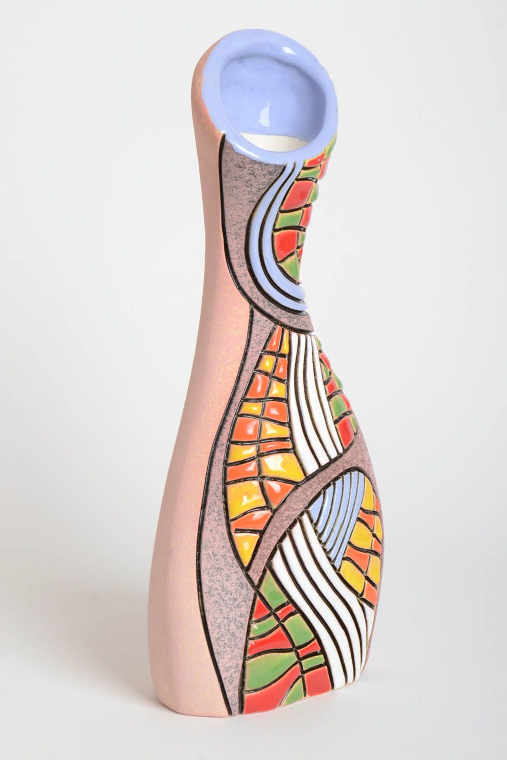 Сувенир ручной работы керамическая ваза для цветов предмет декора водопад фото 2