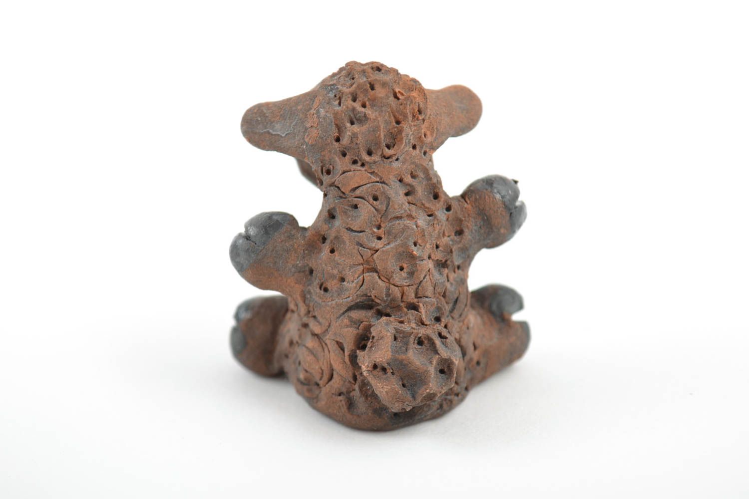 Figura de arcilla pequeña artesanal marrón corderito de regalo foto 4