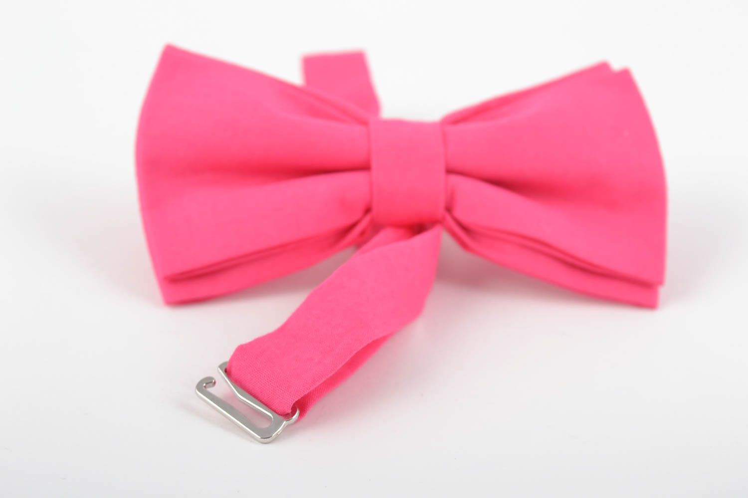 Beautiful one-colored pink designer textile bow tie hand made photo 5