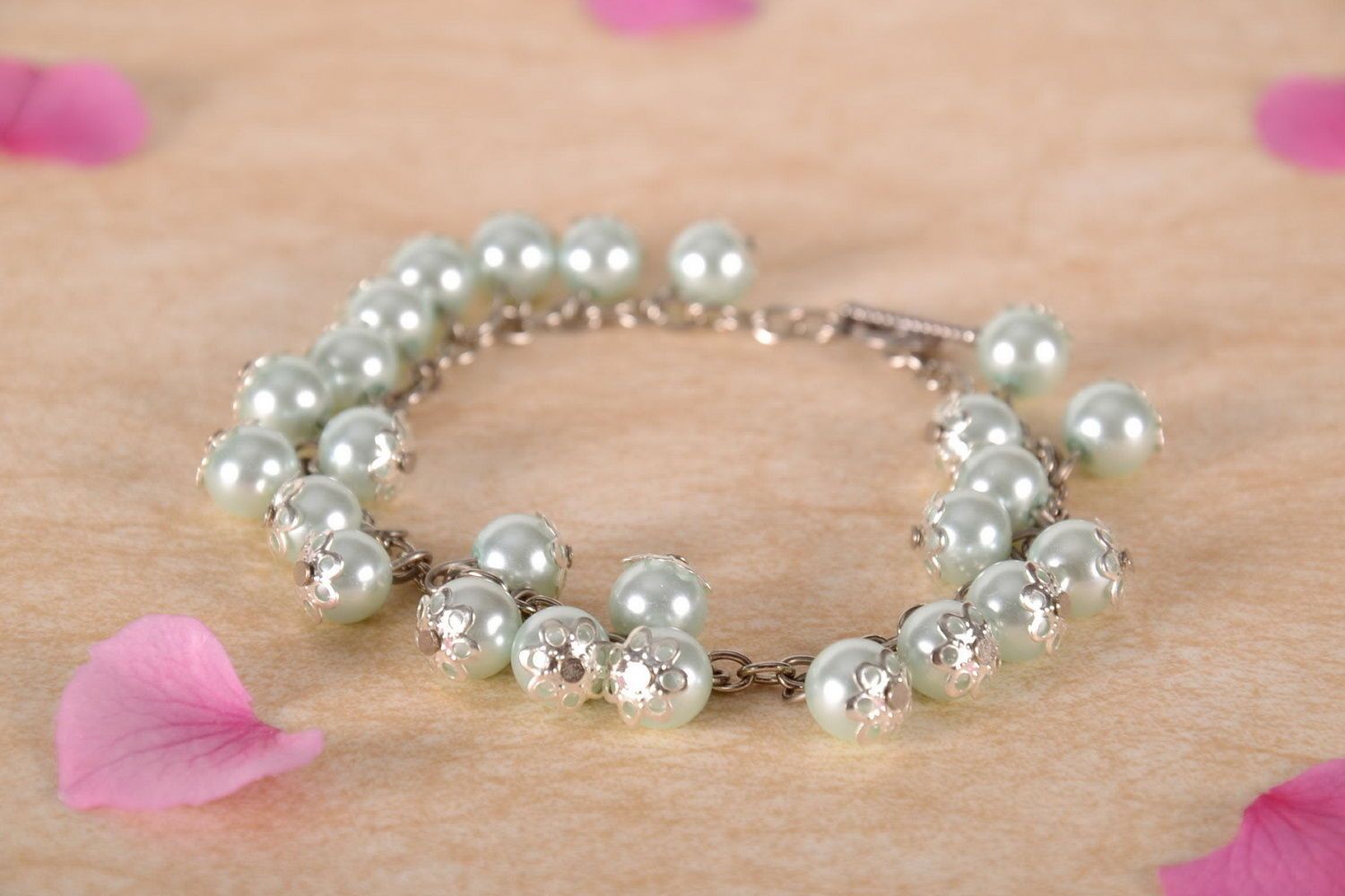 Bracelet en perles céramiques fait main photo 1