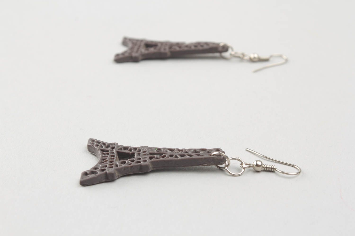 Earrings made ​​of polymer clay Eiffel Tower photo 3