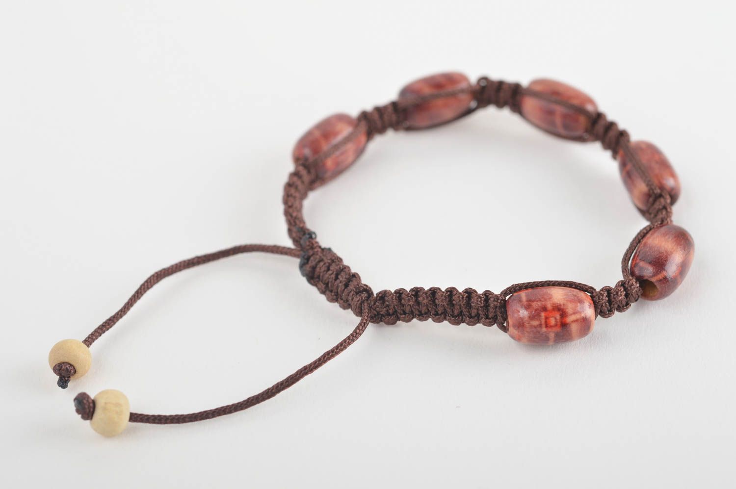Handcrafted wrist bracelet woven bracelet wooden jewelry designer accessories photo 5