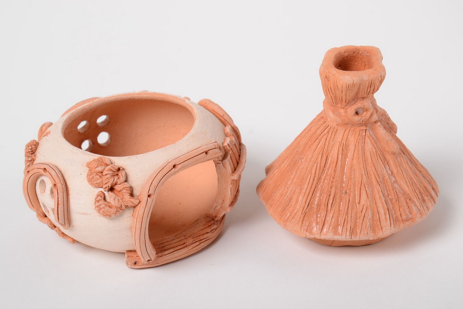 Handmade ceramic aroma lamp stylish candlestick made of clay home decor ideas photo 3
