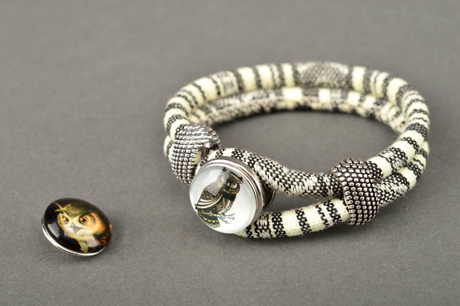 Fabric bracelet handmade textile accessory for women stylish jewelry for girls photo 5