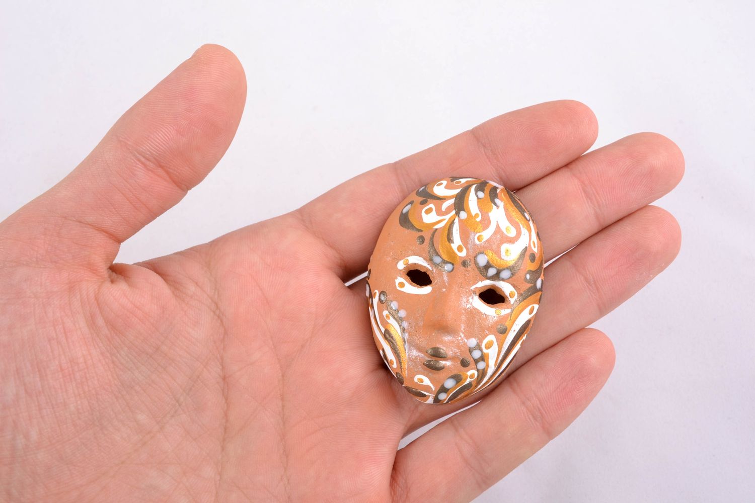 Maschera in ceramica piccola fatta a mano dipinta souvenir originale da parete   foto 1