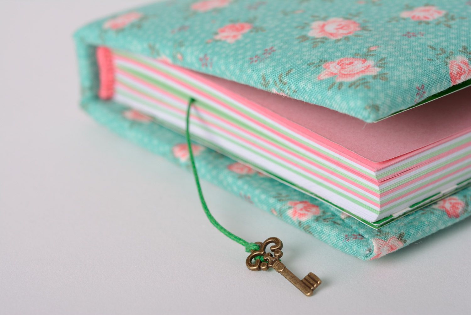 Beautiful stylish women's unusual handmade notebook with soft fabric cover photo 2
