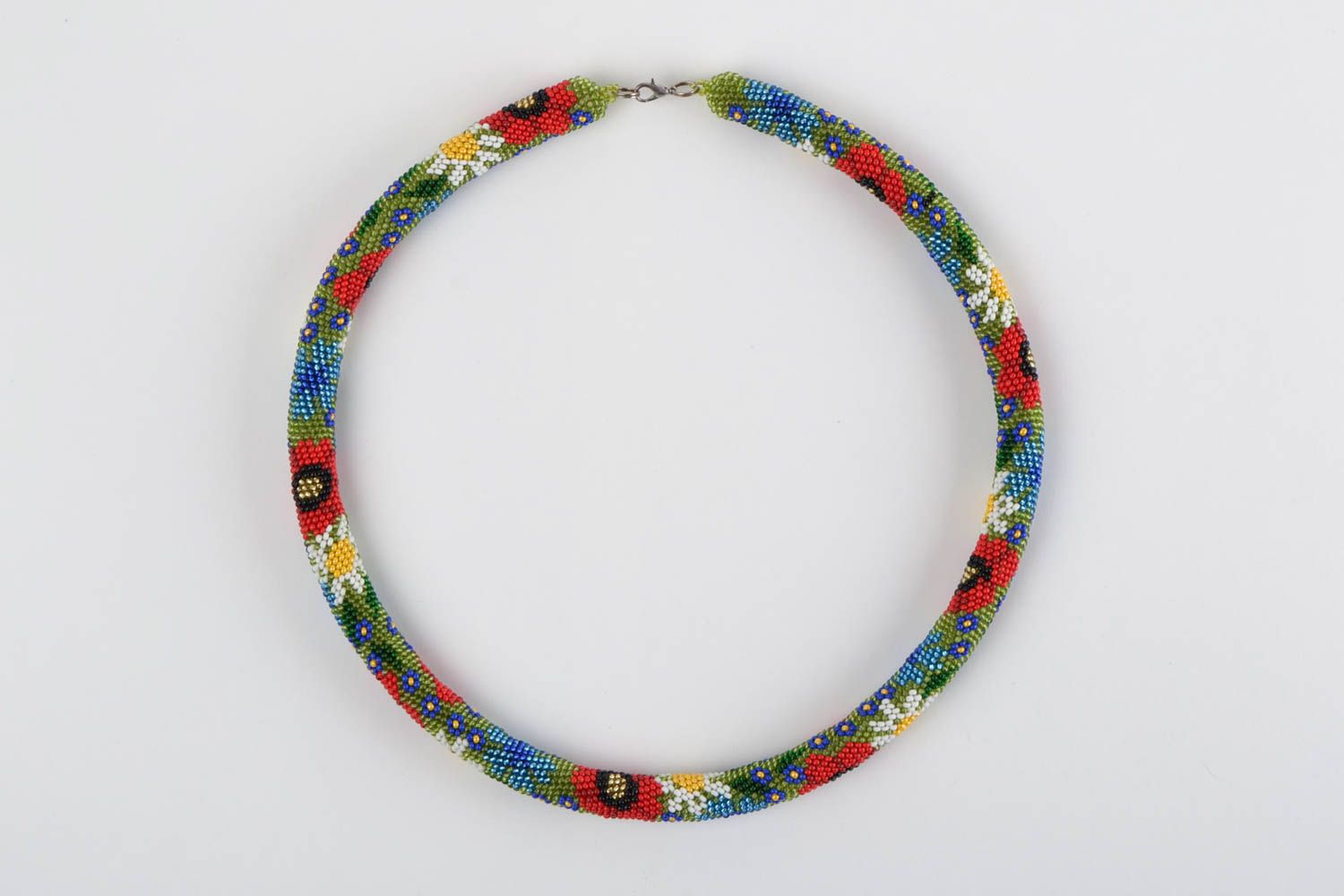 Collana tubolare originale fatta a mano accessorio da donna di perline Campo foto 3