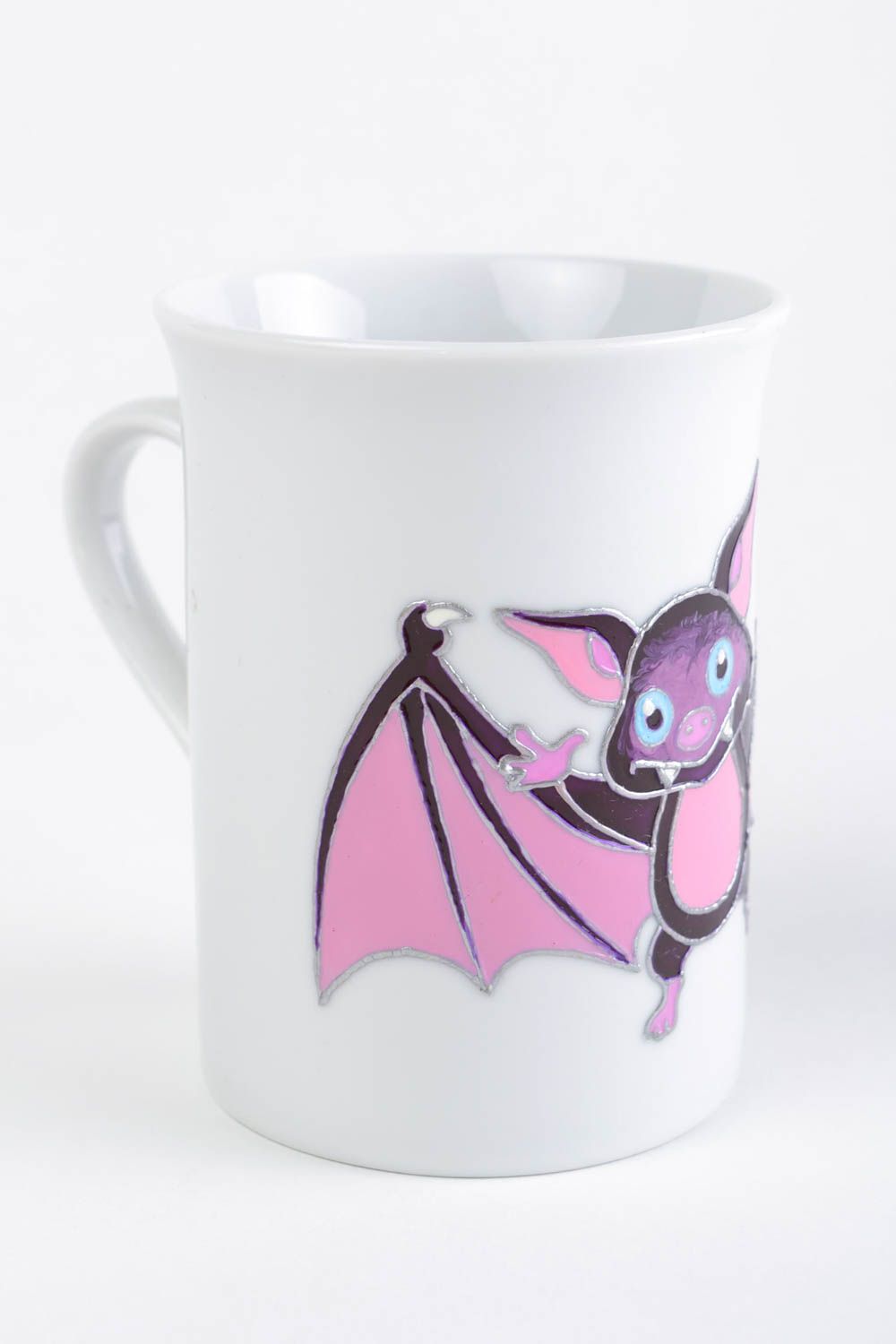 Tall ceramic cup with pink bat print 15 oz, 0,54 lb photo 4