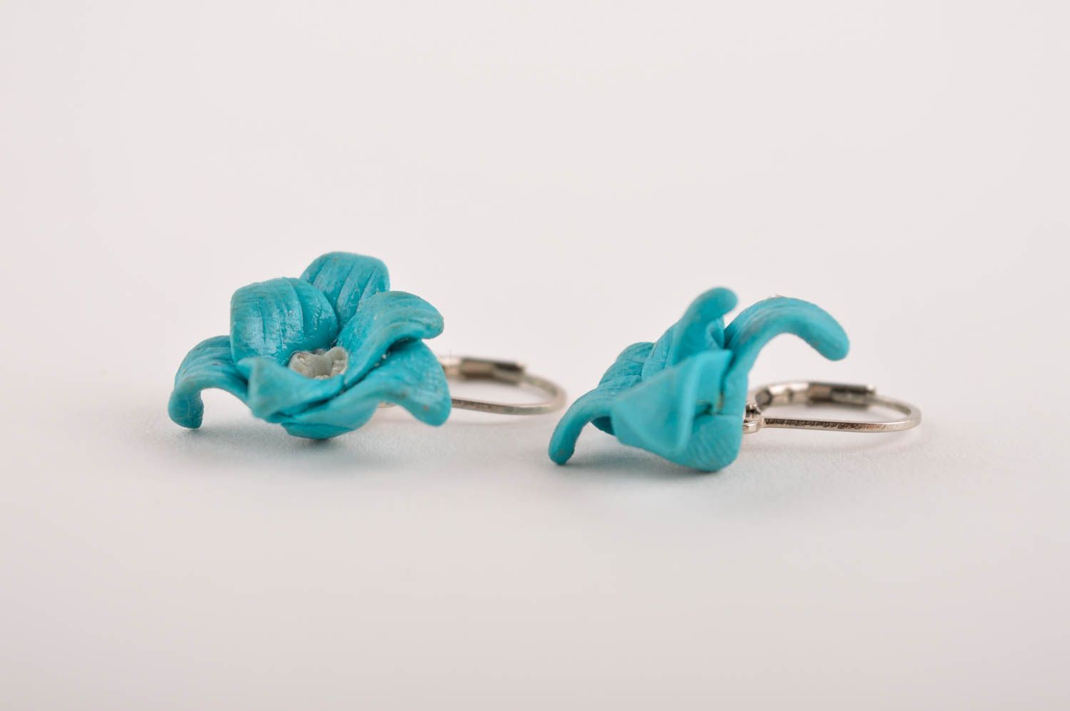 Ohrringe Blumen handmade Modeschmuck Ohrhänger Juwelier Modeschmuck in Blau  foto 5
