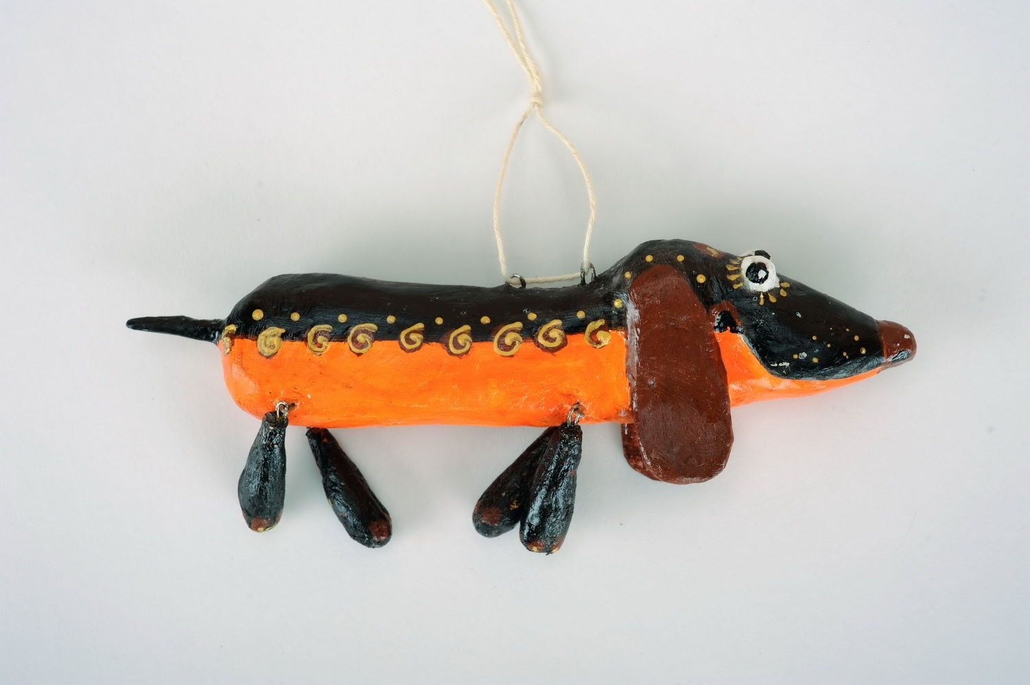 Decorative pendant made of paper-mache Badger-dog photo 3